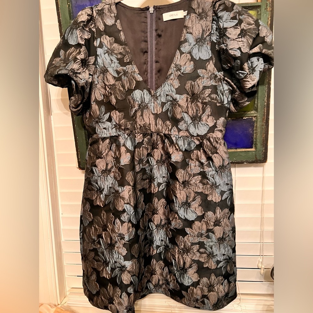 Greylin Black and Blue Floral Mini Dress